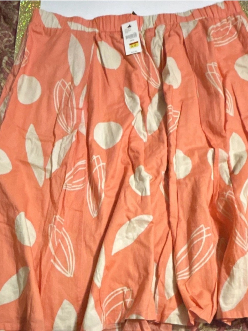 Peach Floral Print Full Skirt